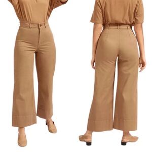 Everlane Pants Womens Size 10 Khaki Wide Leg Crop Chino High Rise Lightweight